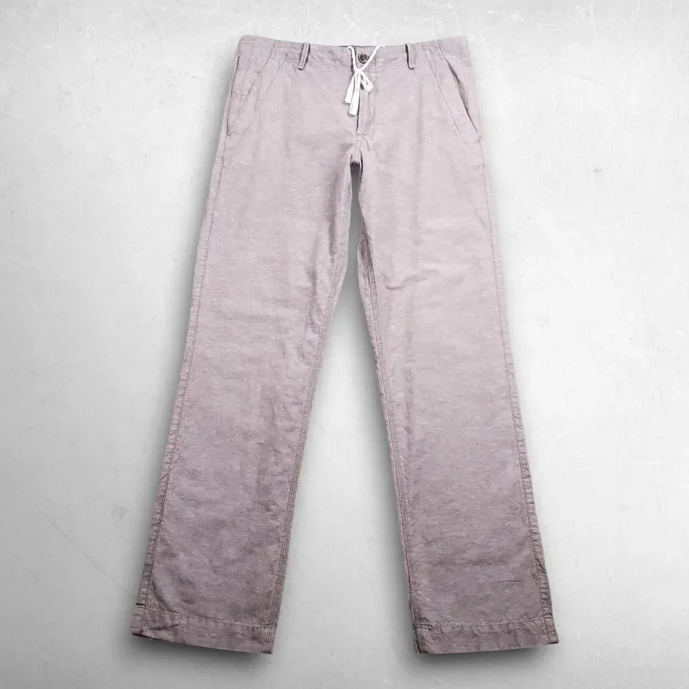 Banana Republic Straight Fit Linen Chino Pants Men 34 x 32 Beige Summer Casual